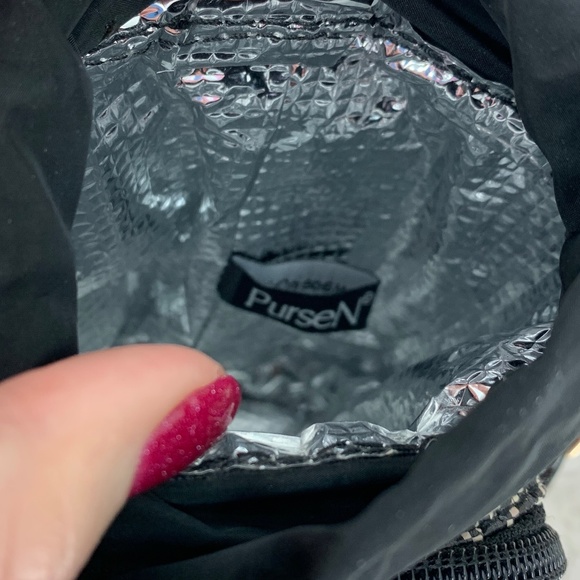 PurseN Raffia Aztec Pattern Small Crossbody Insulated Black & Tan - Picture 7 of 12